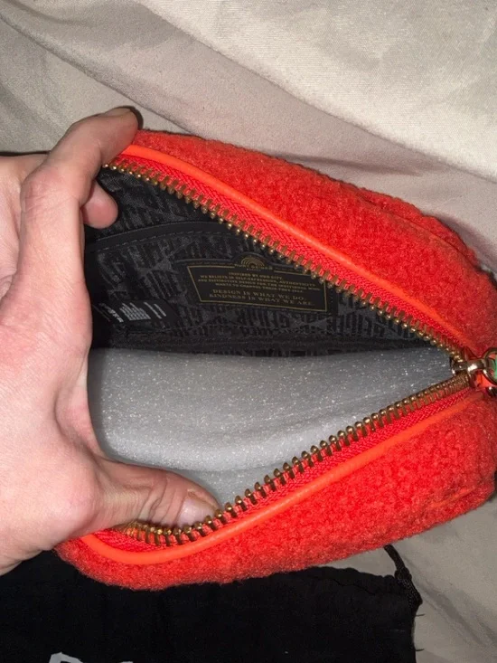 Kurt Geiger Bright Orange Sherpa Crossbody with Green Logo Patch - Picture 2 of 6